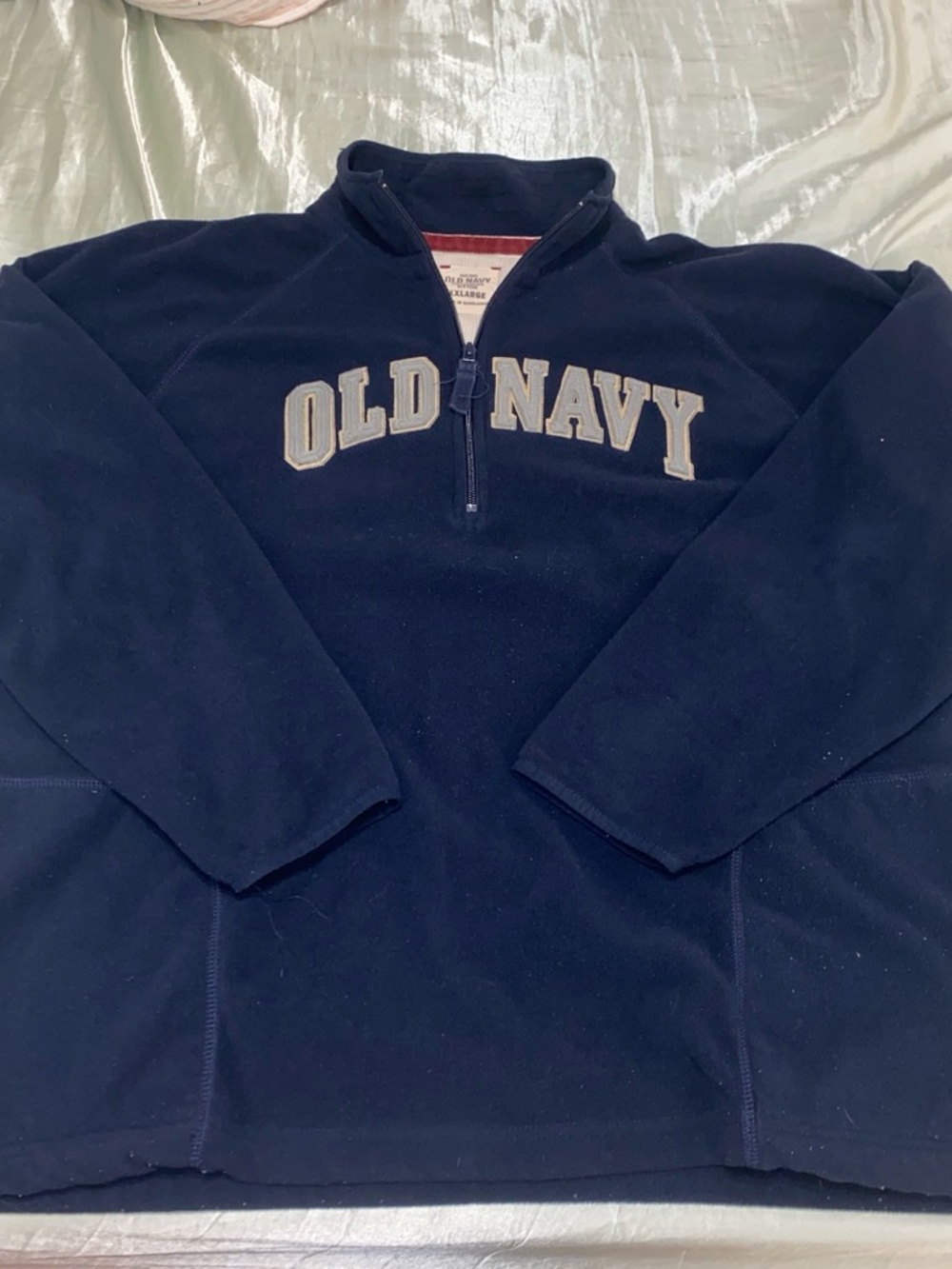 Old Navy Navy Blue Quarter-Zip Fleece Pullover with White Logo